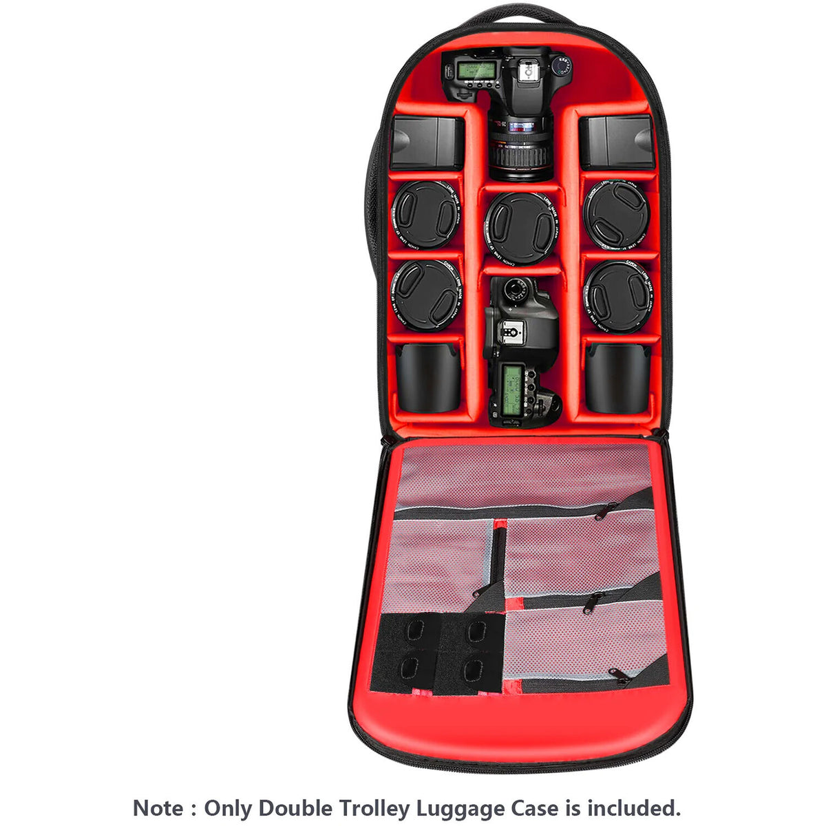 Valija con ruedas Neewer 2-in-1 Convertible con ruedas Backpack/Luggage Trolley (Negro/Rojo) - vista frontal