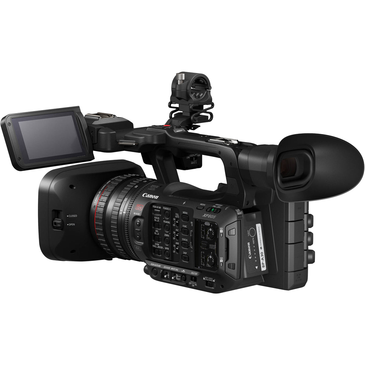 Videocámara Canon XF605 UHD 4K HDR Pro - vista lateral
