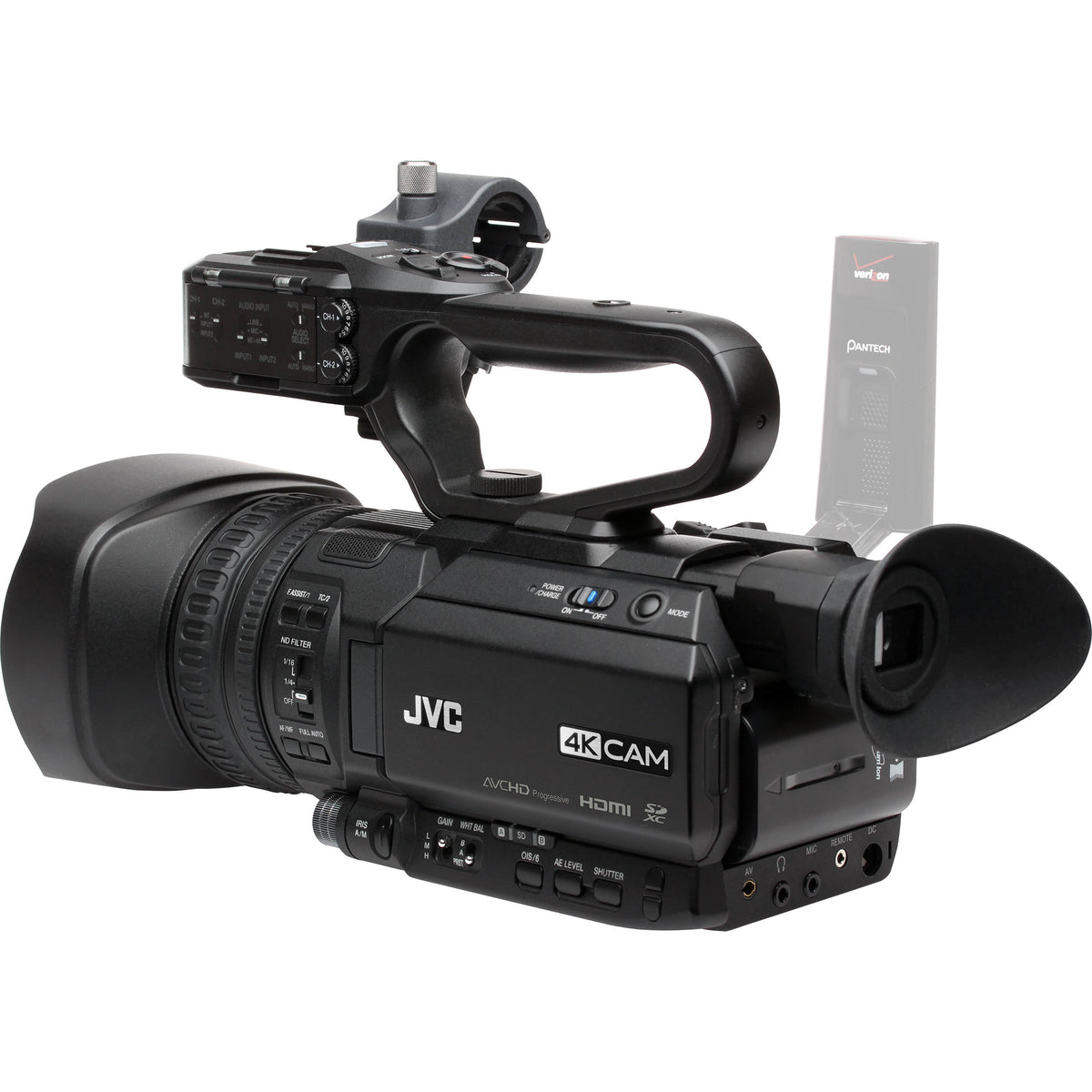 Videocámara JVC GY-HM250 UHD 4K para Transmisión con integrado Lower-Thirds Graphics - vista frontal