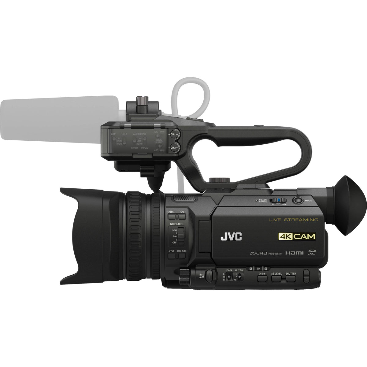 Videocámara JVC GY-HM250 UHD 4K para Transmisión con integrado Lower-Thirds Graphics - vista trasera