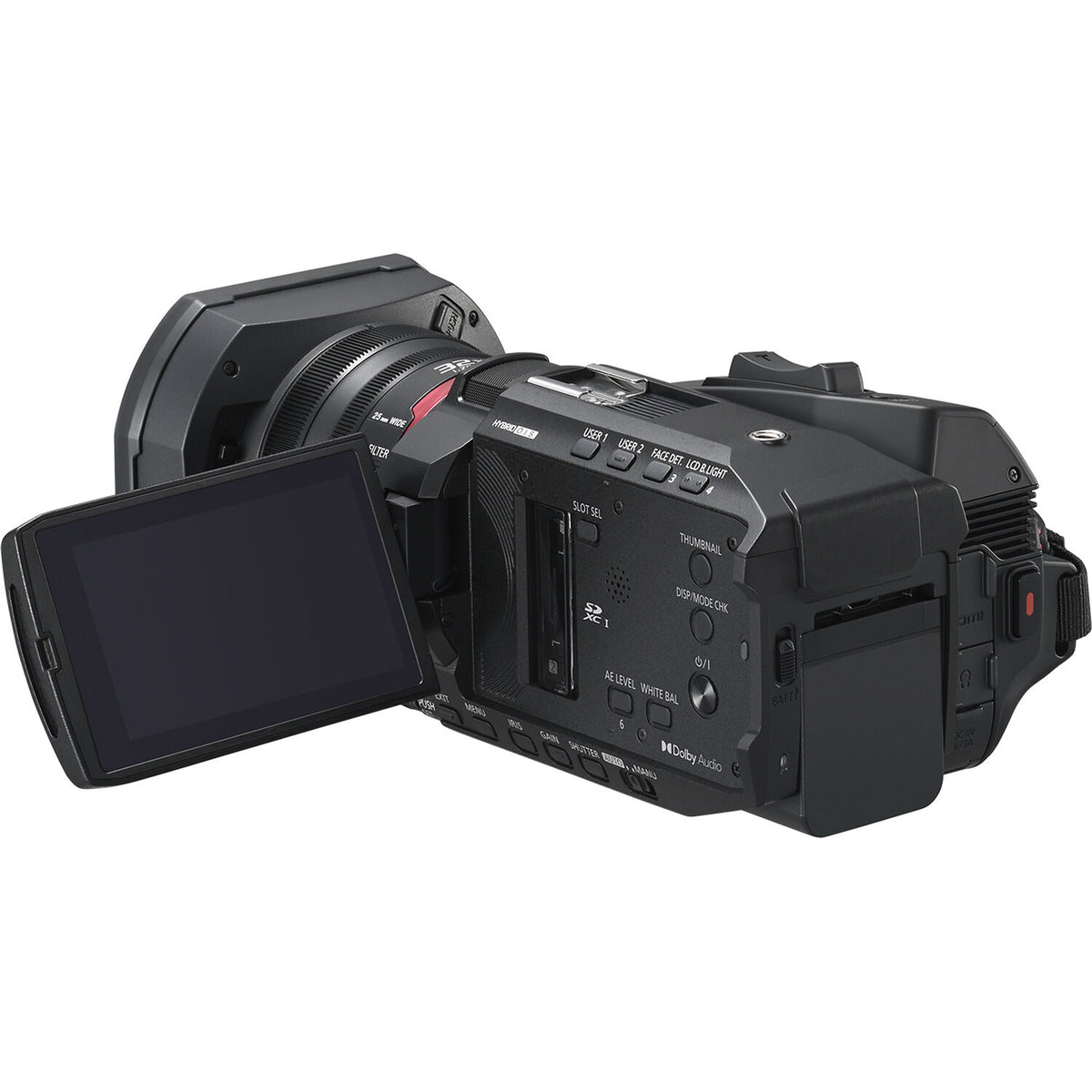 Videocámara Panasonic HC-X1200 UHD 4K HDMI con 24x Zoom - vista frontal
