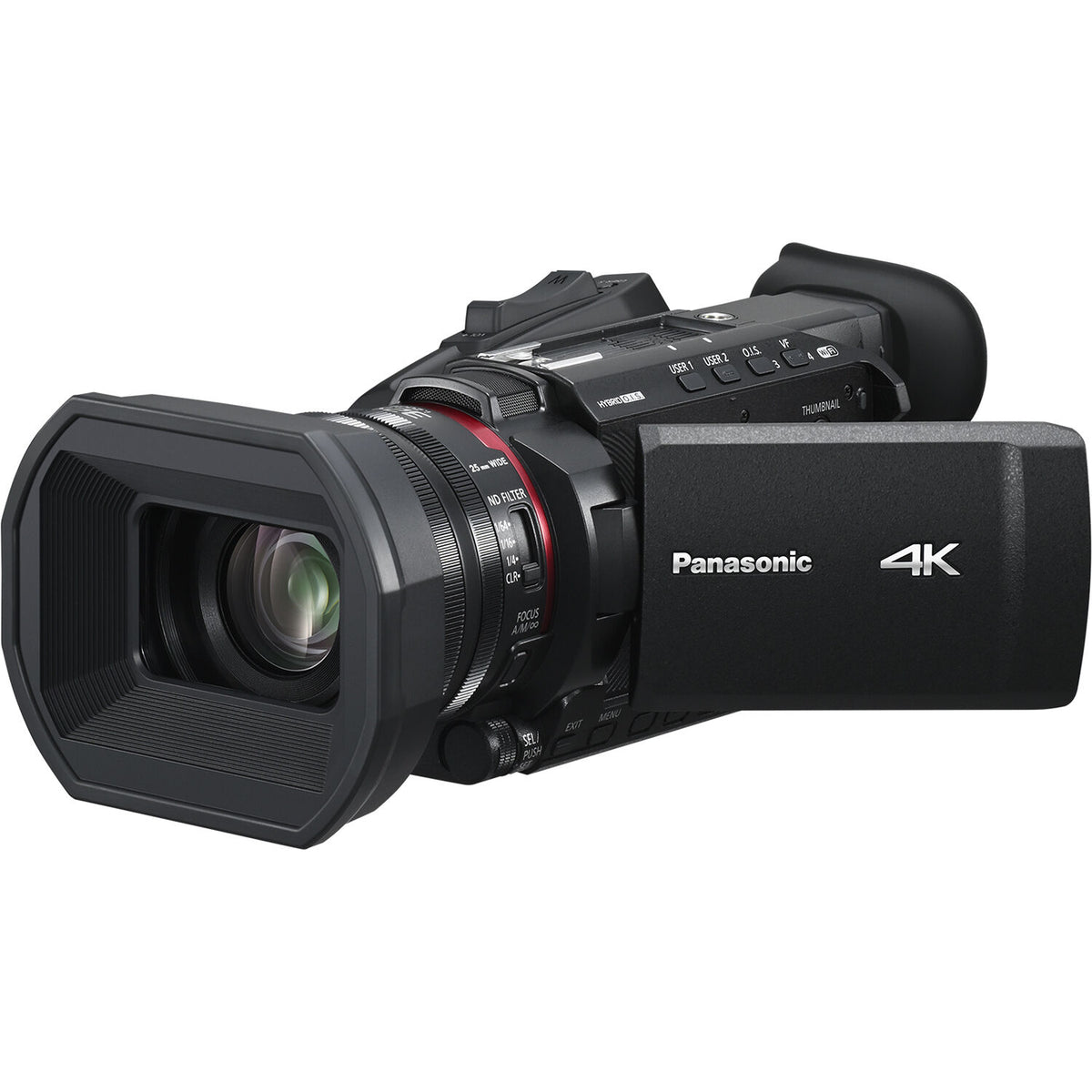 Videocámara Panasonic HC-X1600 UHD 4K HDMI con 24x Zoom - vista frontal