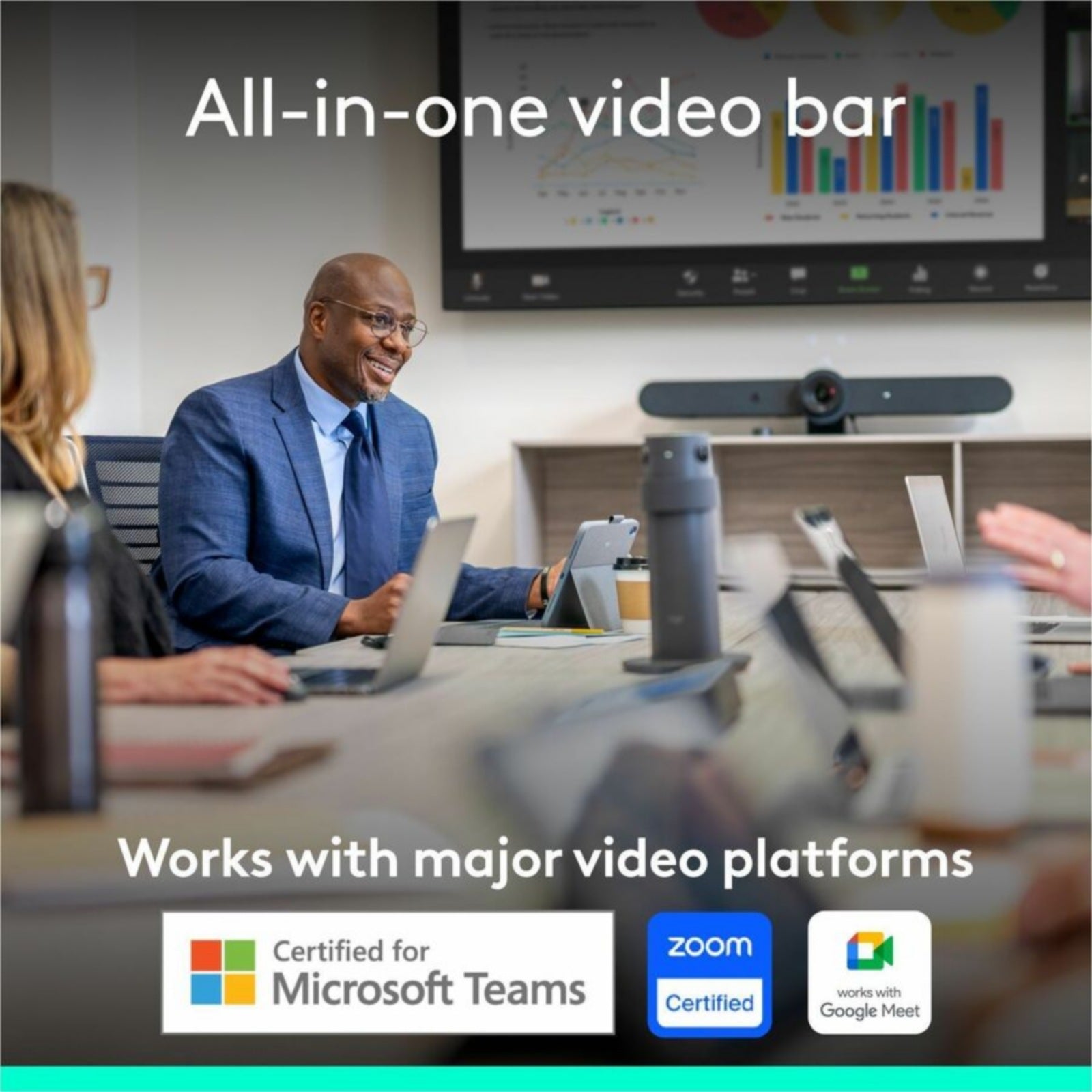 Videoconferencia Logitech Rally Bar All-In-One Video Bar for Medium and Large Rooms, Graphite - vista 2