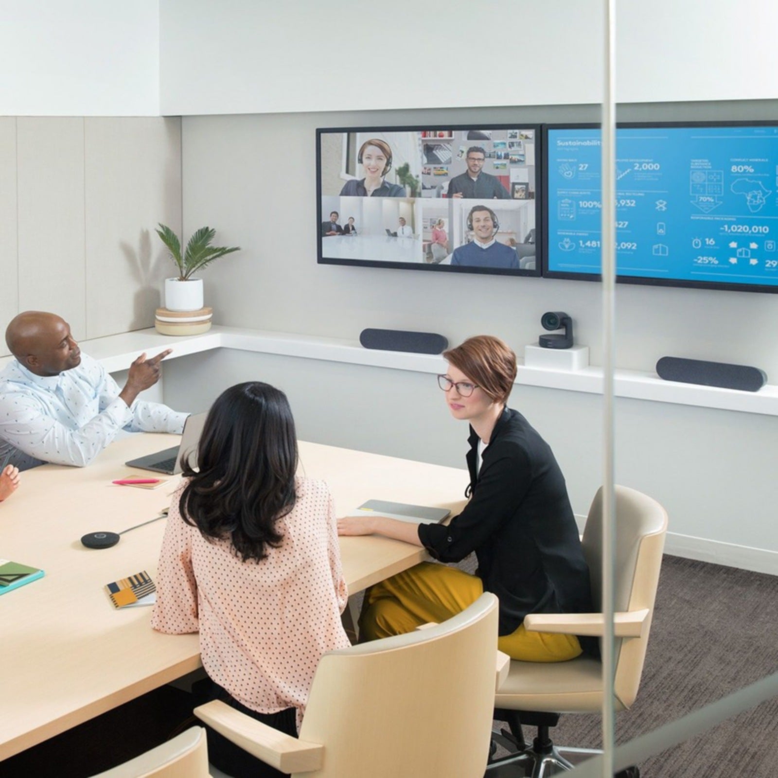 Videoconferencia Logitech Rally Plus with White Mic Pods - vista 5
