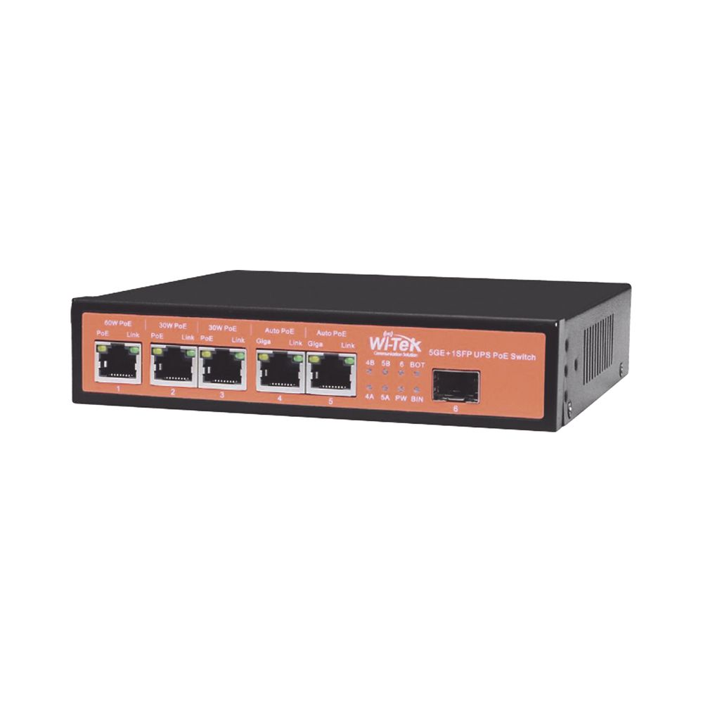 Controlador Solar de 5A con Switch PoE Wi-Tek WI-PS306GF-UPS 1 puerto