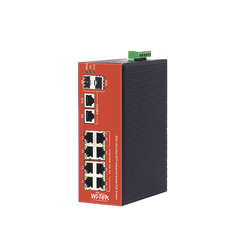 Switch Industrial PoE+ no administrable Wi-Tek WI-PS310GF-I