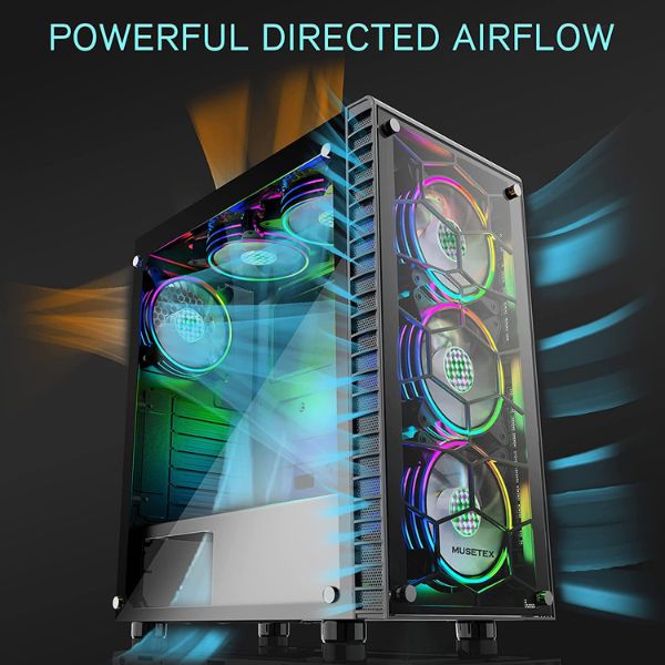 Case-de-PC-MUSETEX-S6-B-con-paneles-de-vidrio-templado-y-ventiladores-ARGB-personalizables-Torre-media-con-19-modos-de-luz