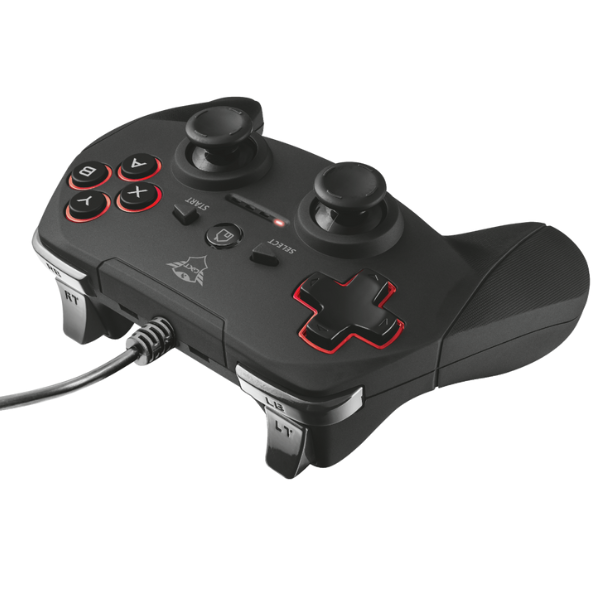 control para videojuegos trust con cable usb color negro con rojo