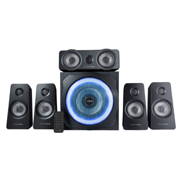 cornetas con luces led y subwoofer trust