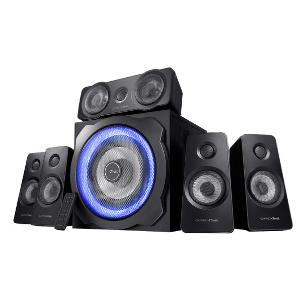 cornetas con luces led y subwoofer trust
