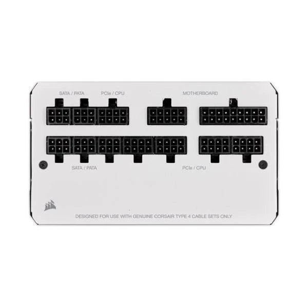 Fuente de poder CORSAIR RM Series (2021), White, RM850, 850 Watt, 80 Plus Gold Certified, Fully Modular Power Supply
