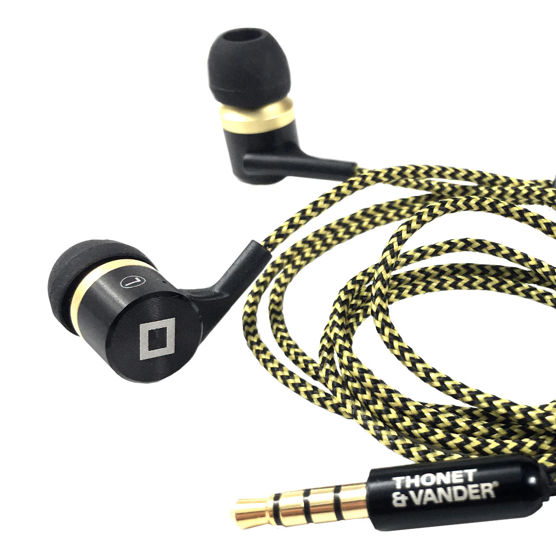 Audifonos Thonet & Vander 5Mw Aux 3.5Mm Cable Trenzado En Tela Amarillo Y Negro Klein