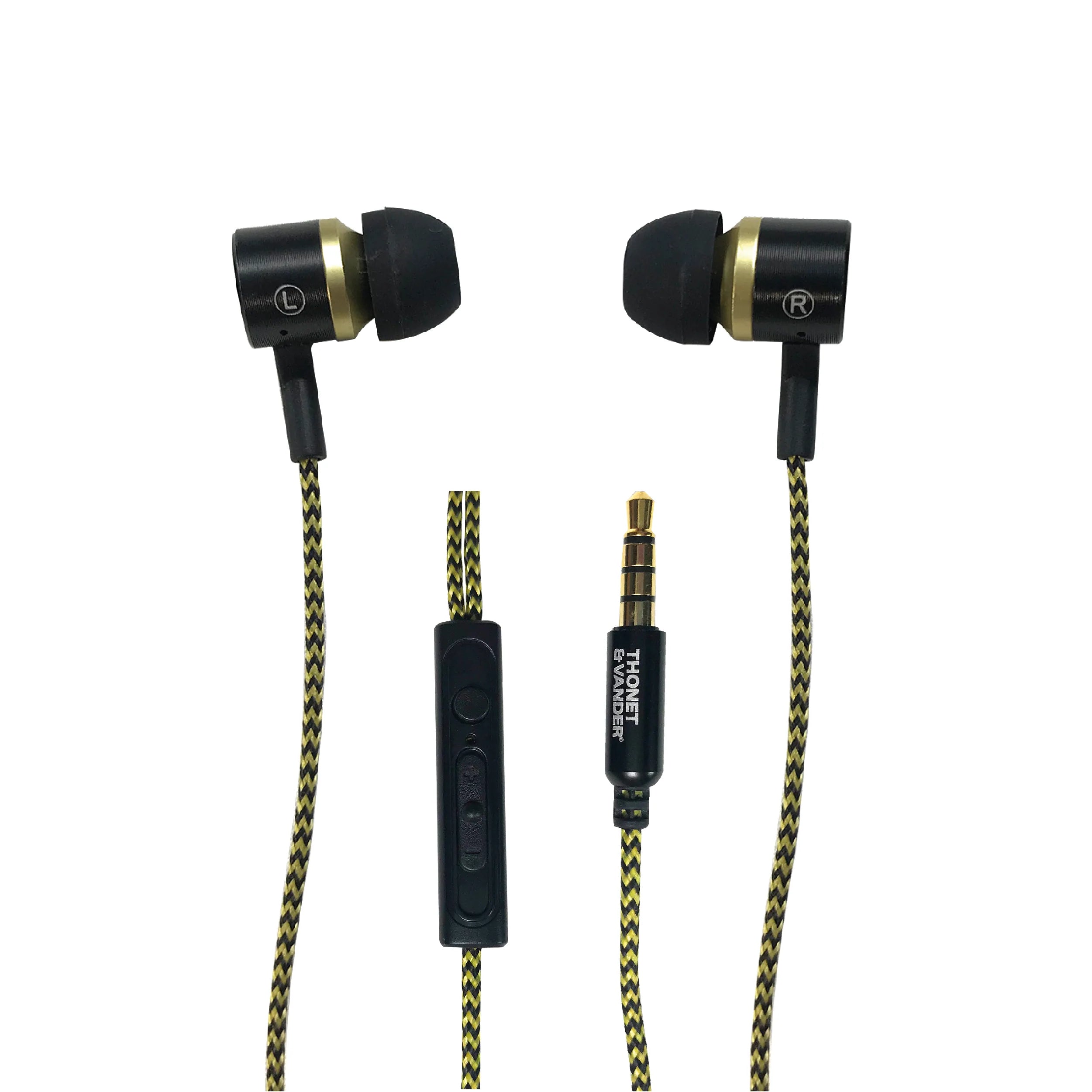 Audifonos Thonet & Vander 5Mw Aux 3.5Mm Cable Trenzado En Tela Amarillo Y Negro Klein