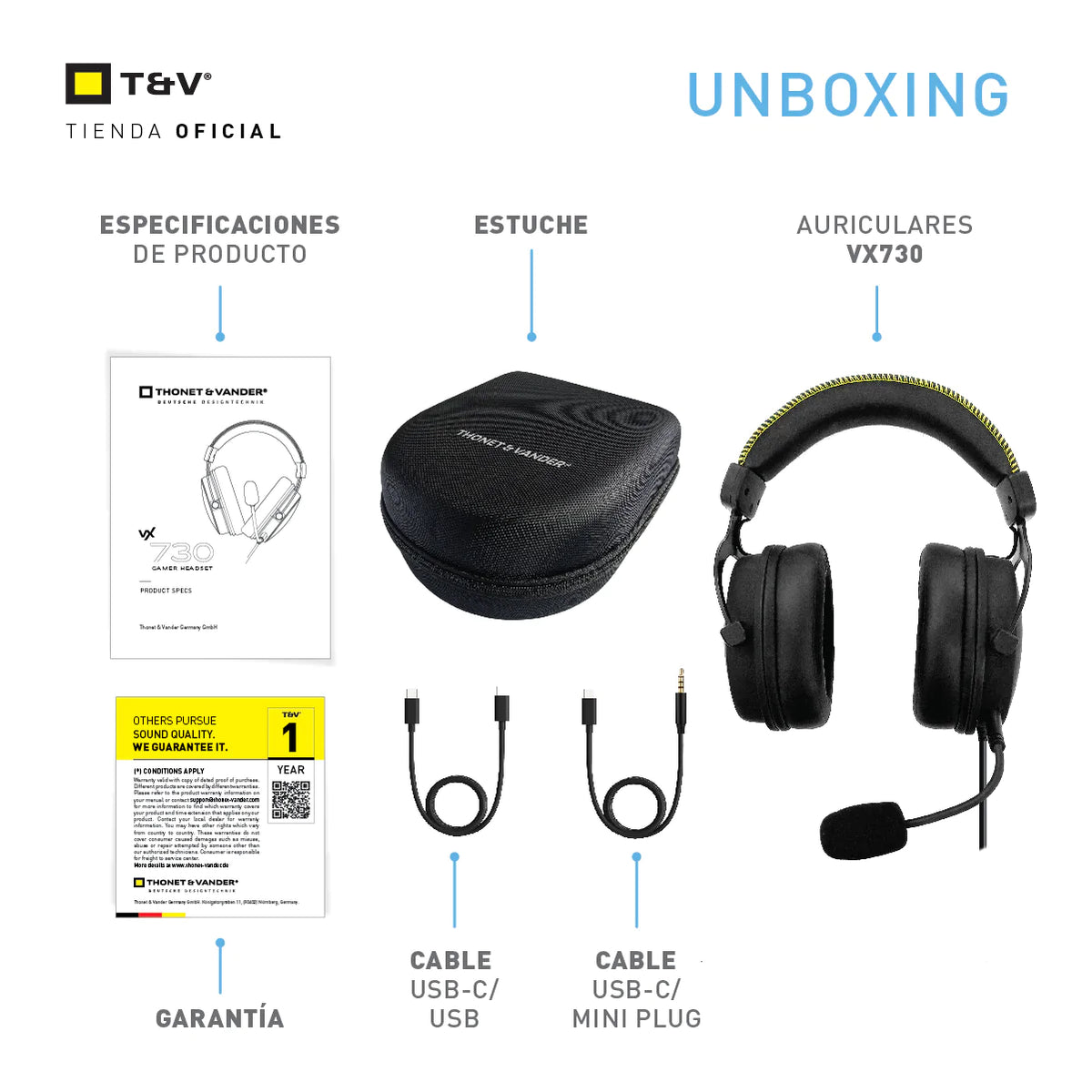 Audifonos Thonet & Vander 20Mw Headset Aux 3.5Mm + Usb Con Microfono Flexible Y Ajustable Luz Led VX730 Gaming