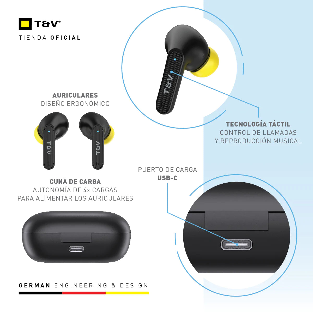 Audifonos Thonet & Vander Earbuds Bluetooth Funciones Tactiles Reis
