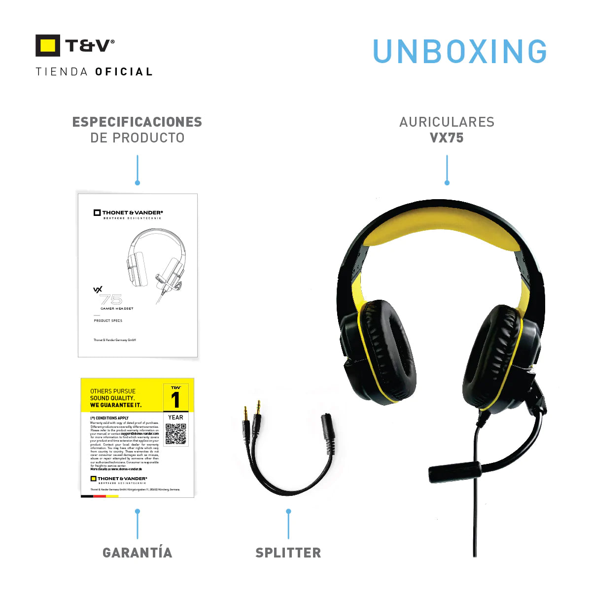 Audifonos Thonet-Vander color negro con amarillo unboxing