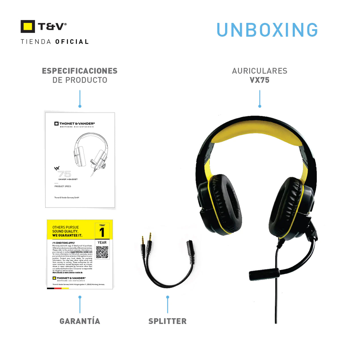 Audifonos Thonet & Vander 20Mw Headset Aux 3.5Mm + Usb Con Microfono Flexible Y Ajustable Luz Led VX730 Gaming