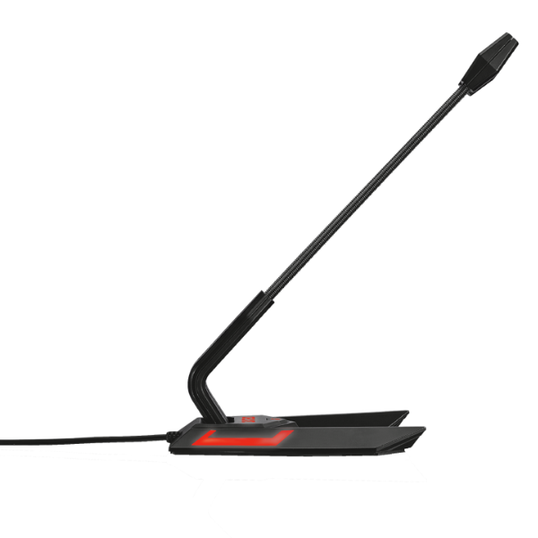 microfono trust con luces led color negro con rojo