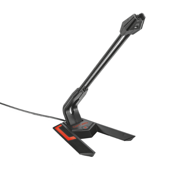 microfono trust con luces led color negro con rojo