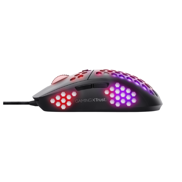 mouse con diseño de panal y luces led de varios colores