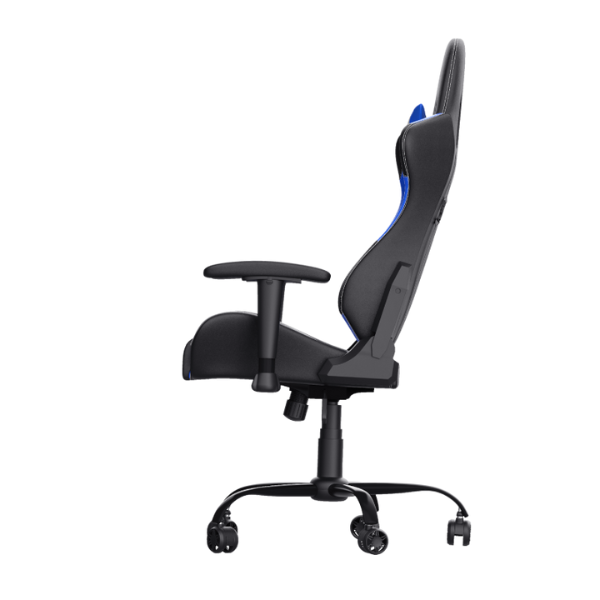 silla gamer trust asiento reclinable color azul con negro