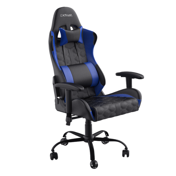 silla gamer trust asiento reclinable color azul con negro