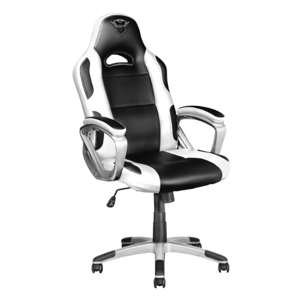 silla gamer trust ryon color blanco y negro