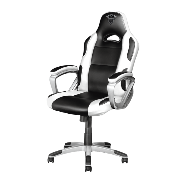 silla gamer trust ryon color blanco y negro