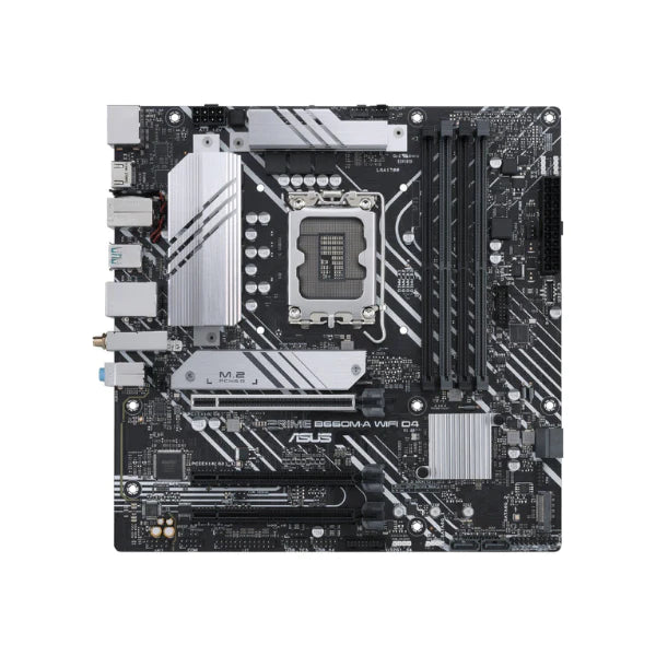 Tarjeta Madre ASUS Prime B660M-A WiFi D4 LGA 1700 Intel 12th Gen mATX (PCIe 4.0 Wi-Fi 6,DDR4,2xM.2 Slots, 1Gb LAN 2 x HDMI, Motherboard