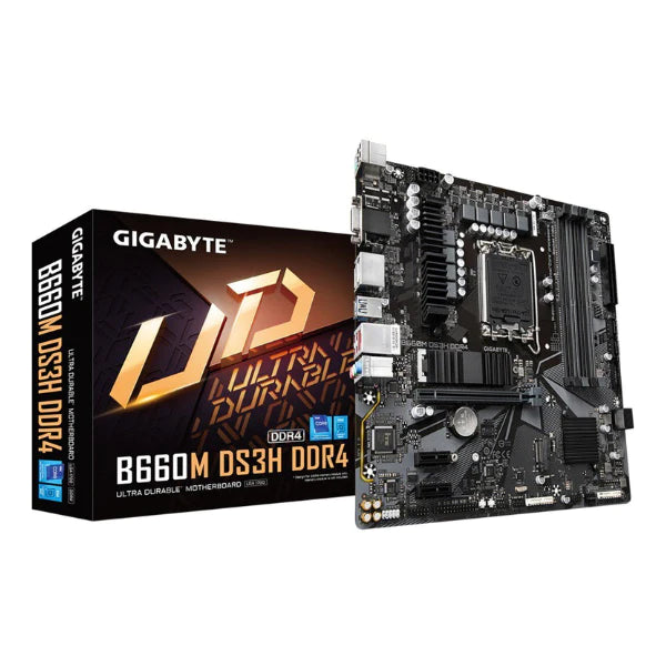 Tarjeta Madre GIGABYTE B660M DS3H - Micro-ATX - LGA1700 - PCIe 4.0 - Dual M.2 - USB 3.2 Gen2 Type-C - LAN 2.5GbE
