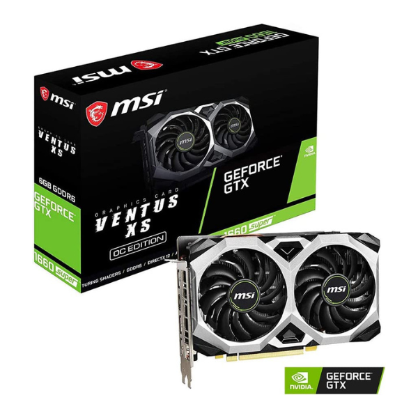 MSI Gaming Tarjeta de Video GeForce GTX 1660 Super 192-bit HDMI/DP 6GB GDRR6 Soporte HDCP DirectX 12 Doble Ventilador VR Ready OC (GTX 1660 Super VENTUS XS OC)
