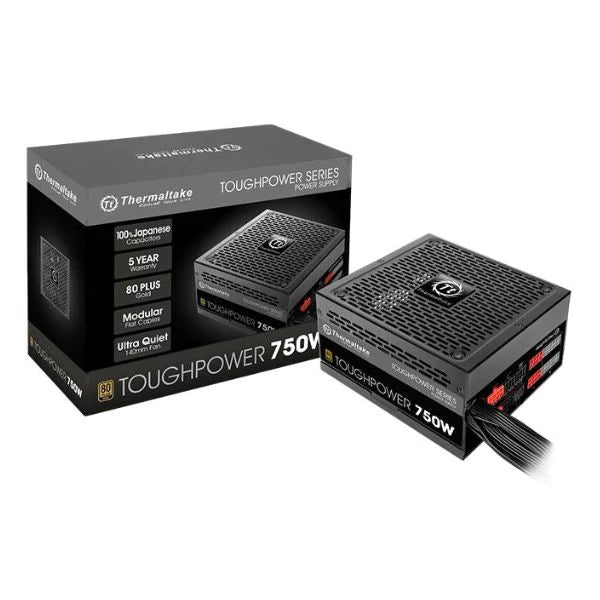 Fuente de Poder Thermaltake 750W 80 Plus Gold Semi Modular PSU ATX 12V or EPS 12V Ultra Quiet Power Supply PS-TPD-0750MPCGUS-1