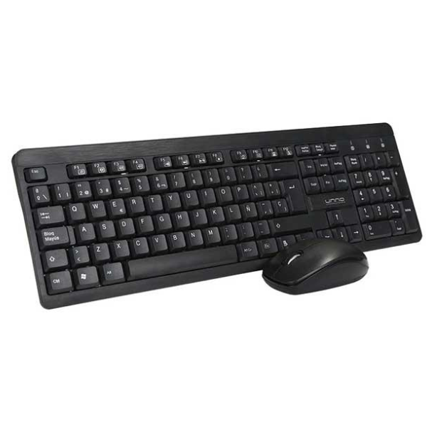 Kit Teclado Y Mouse Unno Tekno Inalambrico - Optico Español Negro Kb6741Bk