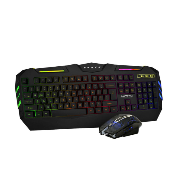 Kit Teclado Y Mouse Unno Tekno Gaming Brave Usb - Optico Español Kb6782Bk