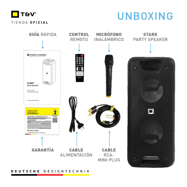 Cornetas Thonet & Vander 350W Bluetooth + Aux 3.5Mm + Usb + Rca Incluye Microfono Stark