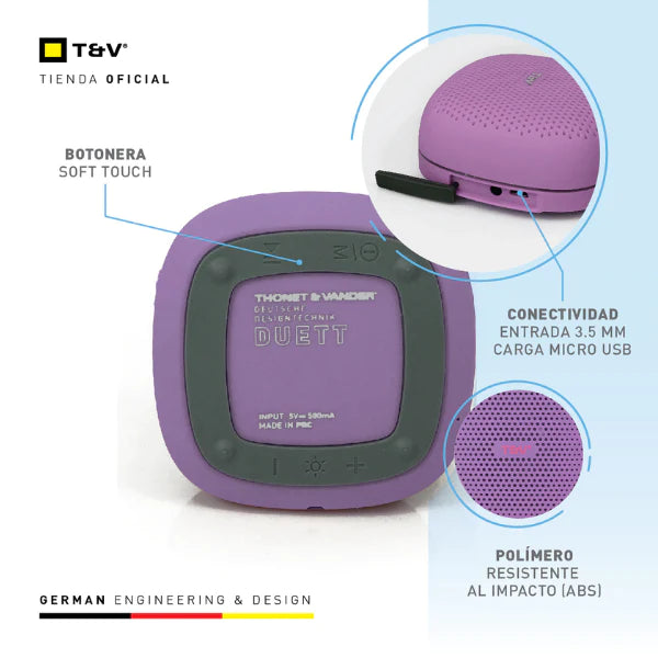 Cornetas Thonet & Vander 30W Bluetooth + Aux 3.5Mm + Radio Fm Duett Violeta