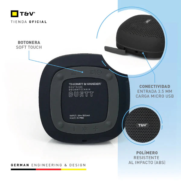 Cornetas Thonet & Vander 30W Bluetooth + Aux 3.5Mm + Radio Fm Duett Black