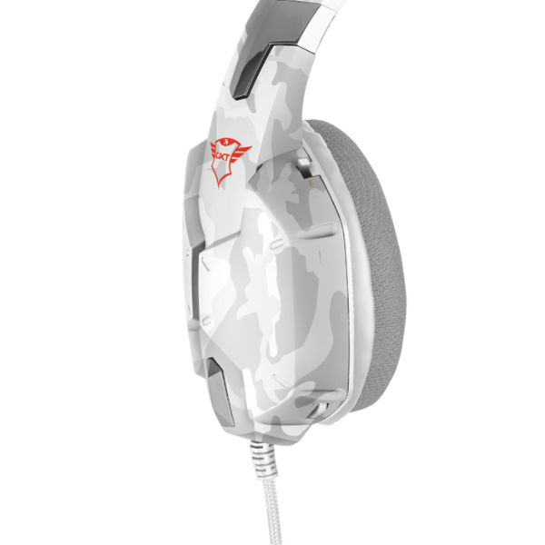 audifonos blancos con diseño camo y microfono