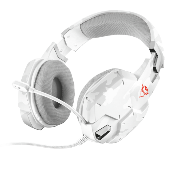 audifonos blancos con diseño camo y microfono