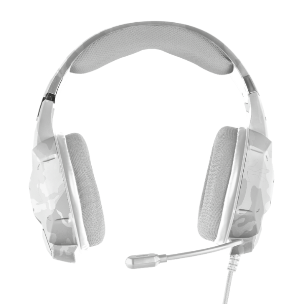 audifonos blancos con diseño camo y microfono