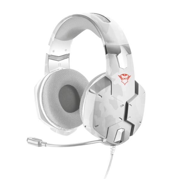 audifonos blancos con diseño camo y microfono