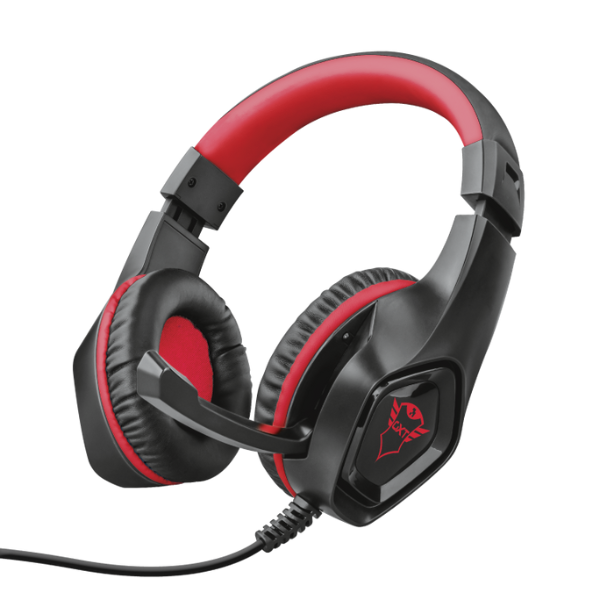 audifonos gamer color negro con rojo y almohadillas ergonomicas