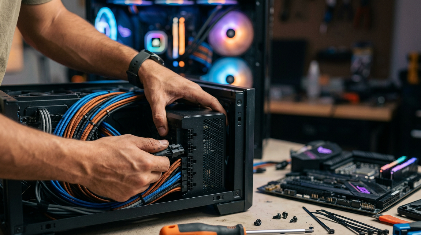 Instalando una fuente de poder modular en un PC gamer