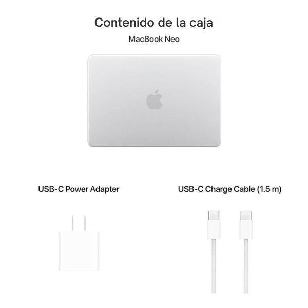 Laptop Apple MacBook Neo 13 MHFA4LL/A Pantalla 13" - A18 - 8GB Memoria - 256GB SSD - 5-Core GPU - Silver