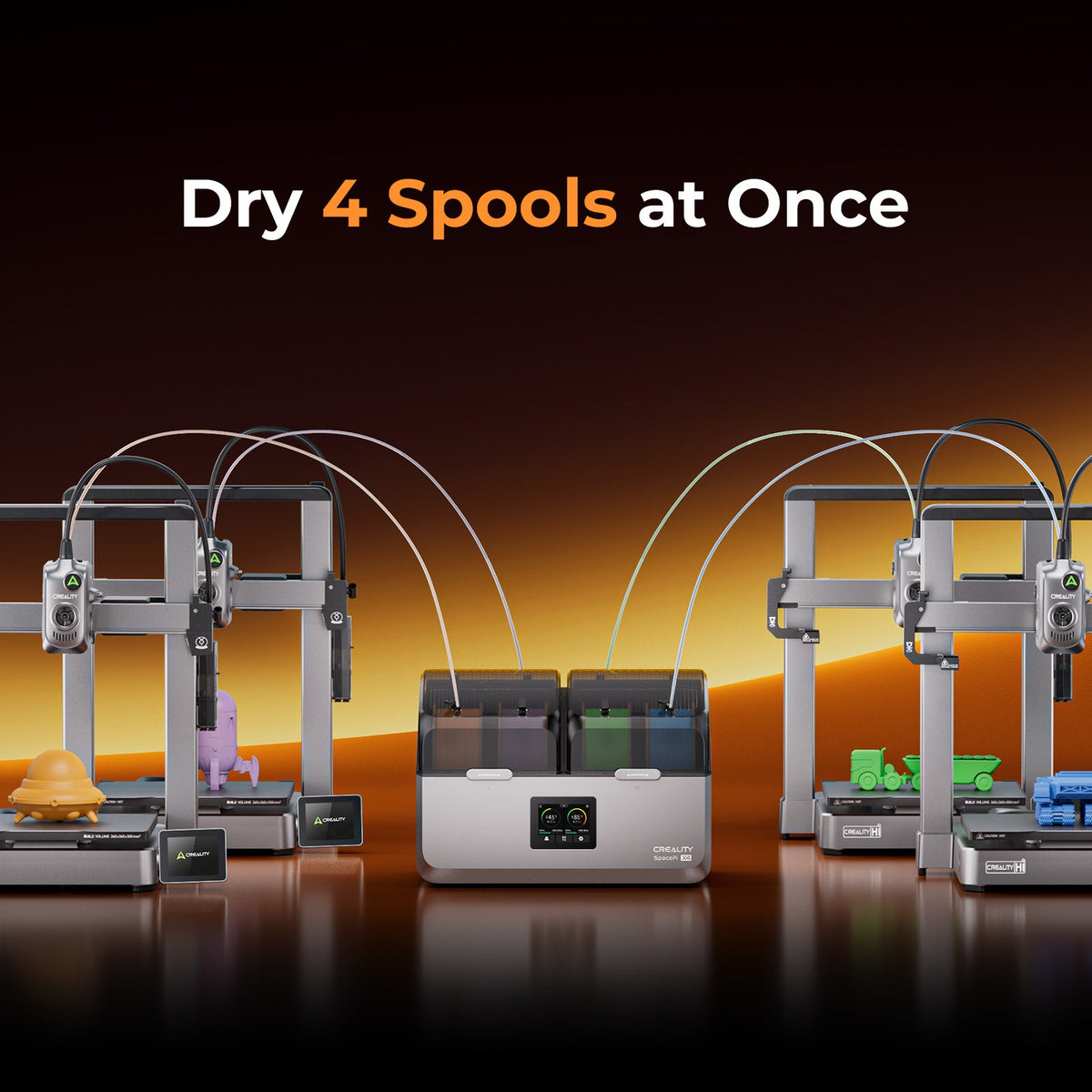 Secador Creality SpacePi X4: seca (y usa) hasta 4 bobinas a la vez con doble cámara independiente, calor PTC 200W+200W h