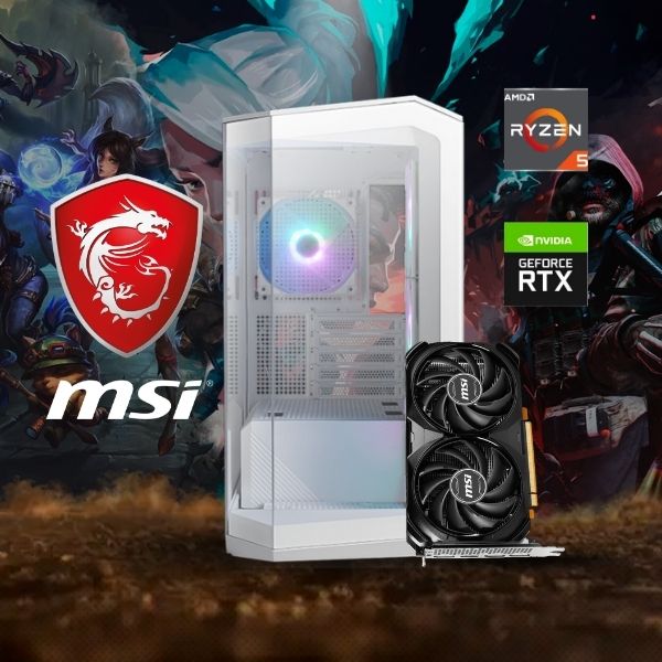 PC Computador MSI AMD Ryzen 5 5600X - B550M - 16GB DDR4 - 1TB M.2 - Gráficos GeForce RTX 4060 8GB - Fuente 650W 80PLUS Bronze - Case MSI PANO M100R White