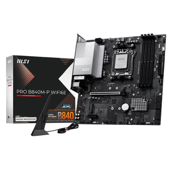 Tarjeta - Madre - MSI - PRO - B840M-P - WiFi - 6E - AM5 - AMD - B840 - DDR5 - 8000MTs - 2xM.2 - PCIe - 4.0 - Micro - ATX-box