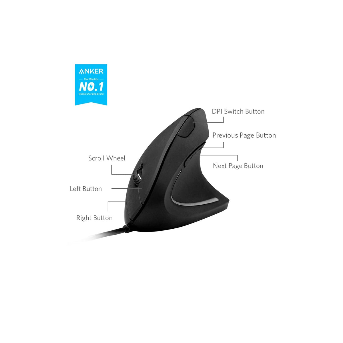Anker CE100 mouse vertical alámbrico - vista 2