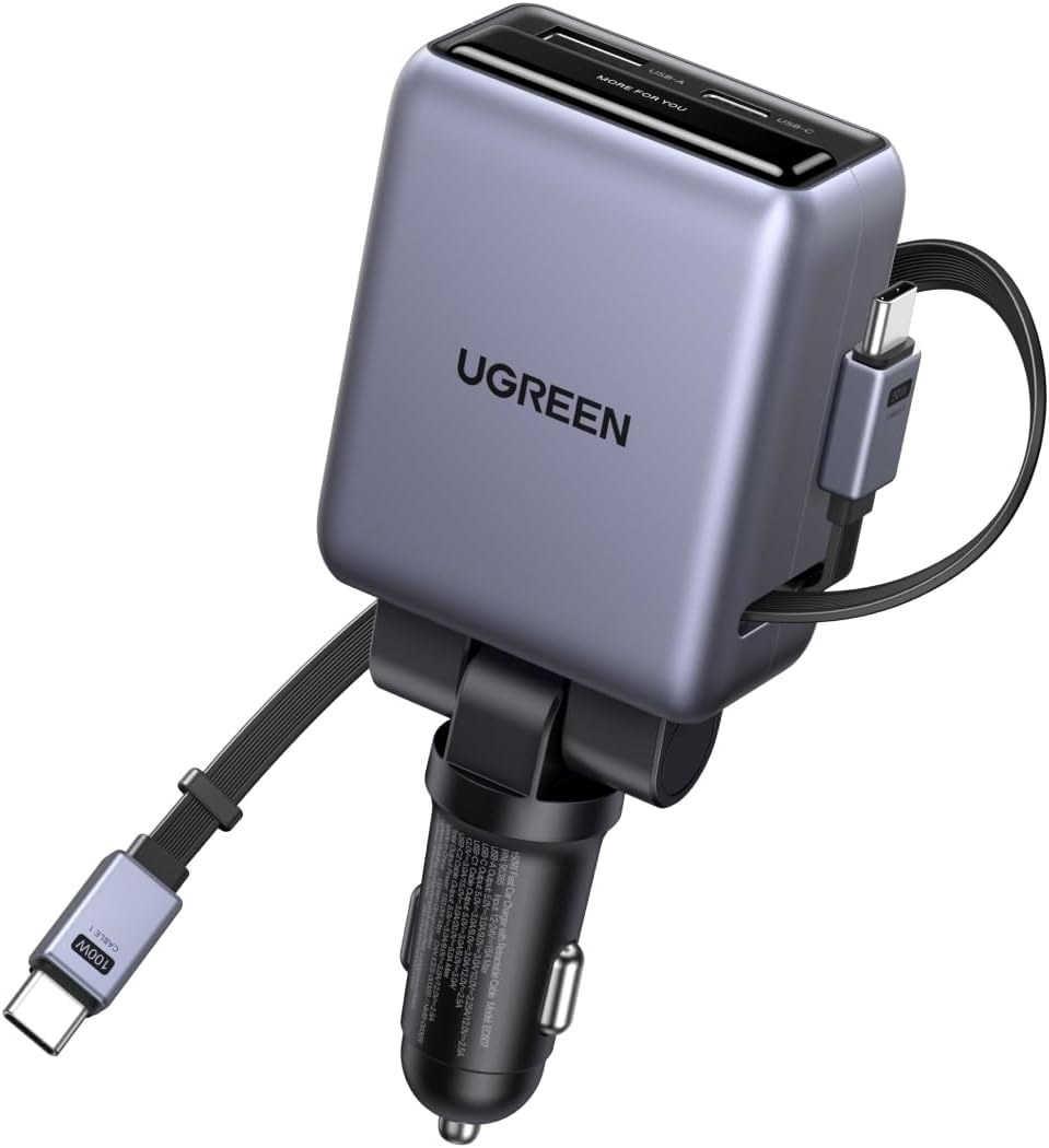 Cargador-de-Auto-UGREEN-Retráctil-de-150-W-y-4-Puertos-con-Cable-EC607-portada
