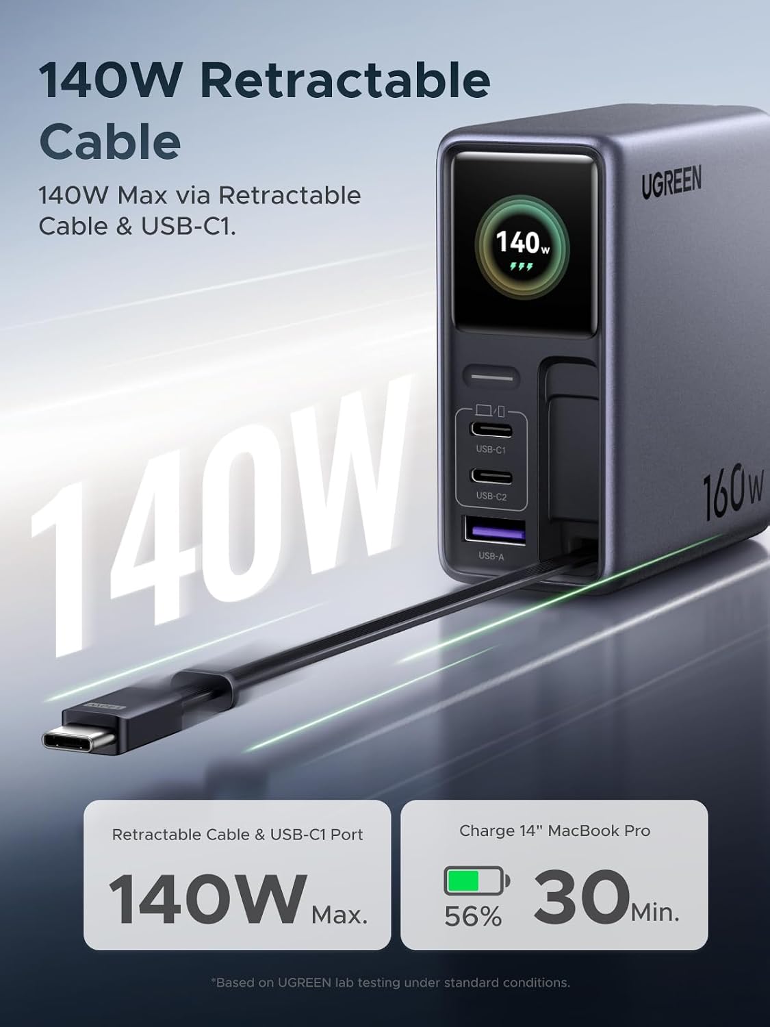 Cargador-UGREEN-Nexode-Pro-160-W-con-Cable-Retráctil-Pantalla-Inteligente-y-Control-por-Ap-3